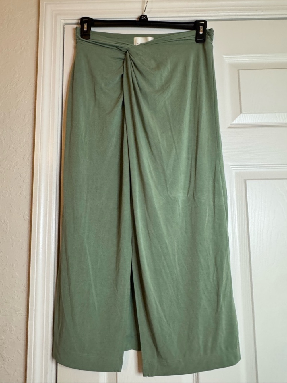 Anthropologie Sage Green Twisted Front Maxi Skirt